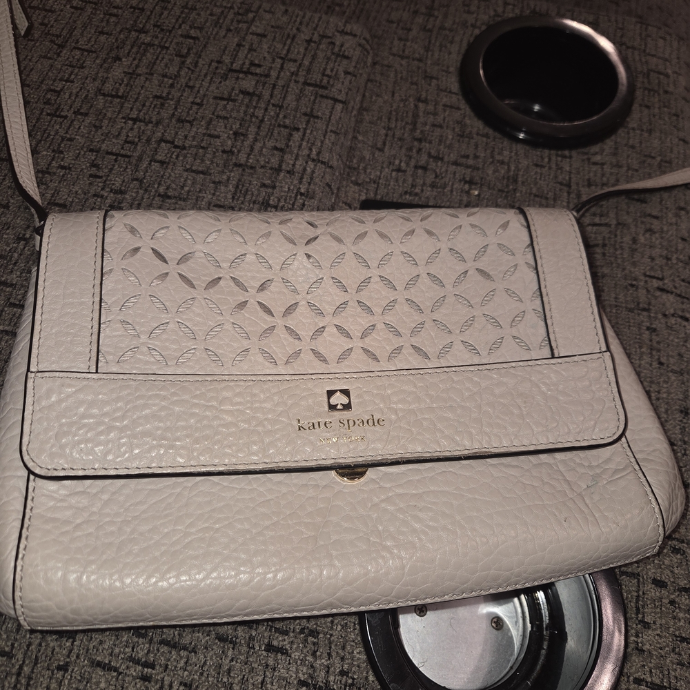 kate spade Cream Leather Crossbody with Laser-Cut Flap